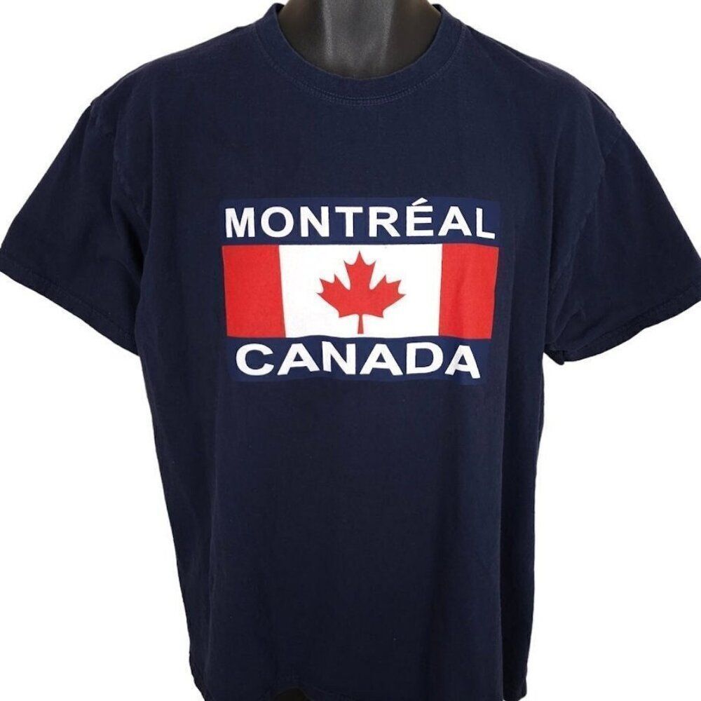 Vintage Montreal Canada T Shirt Mens Size XL Blue Y2K Travel Destination